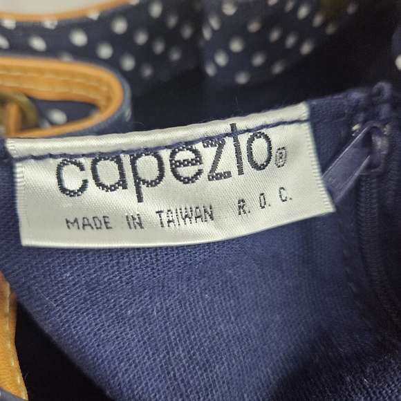 Capezio Navy Blue W/White Polka Dot‎ Canvas Bag Nautical Classic Resort - Picture 5 of 6